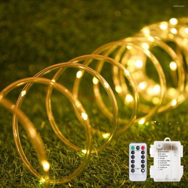 Cordes Décoration De Noël Tube Lumières Guirlande À Piles Avec Télécommande 10M 15M Pour Année Maison Chambre En Plein Air Jardin Décors
