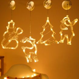 Cordes décorations de noël pour la maison guirlande de lumières féeriques guirlande Led suspendue au verre la fenêtre décor de noël Kerst