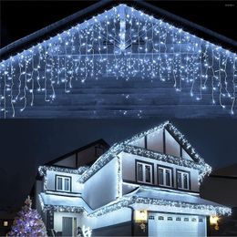 Strings Christmas Decorations For Home Outdoor Led Gordijn Icicle String Light Street Garland op het huis Winter Decorate