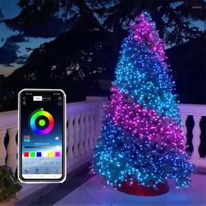 Cordes Guirlande Lumineuse De Noël 100/200 LED Changement De Couleur Intelligente Guirlande Lumineuse Étanche APP Contrôle Scintillement Pour Chambre Arbre De Noël