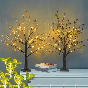 Strings Christmas Fruit Bonsai Tree Light Tabletop Fairy Lamp Diy Lit kunstmatige lichten voor slaapkamer bruiloftsfeest Decorled Ledled LED