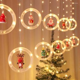 Strings Christmas Led Curtain Light Christma Santa Claus Elk Decorations for Home Tree Xmas Natale Gift Year Usbled