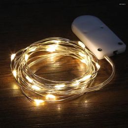 Strings Lumières de Noël 2M 20 LED étanche en cuivre Mini fée chaîne lumière blanc chaud décoration lampe maison mariage CR2032 batterie