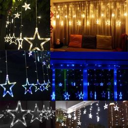 Strings Christmas Lights AC 220V EU/AU/US Romantische Fairy Star LED Gordijn Stringverlichting voor vakantie Wedding Garland Party Decoratie