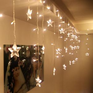 Cordes lumières de Noël rideau à LED imperméable décoration étoile Star 8 modes modes wave fée éclairée