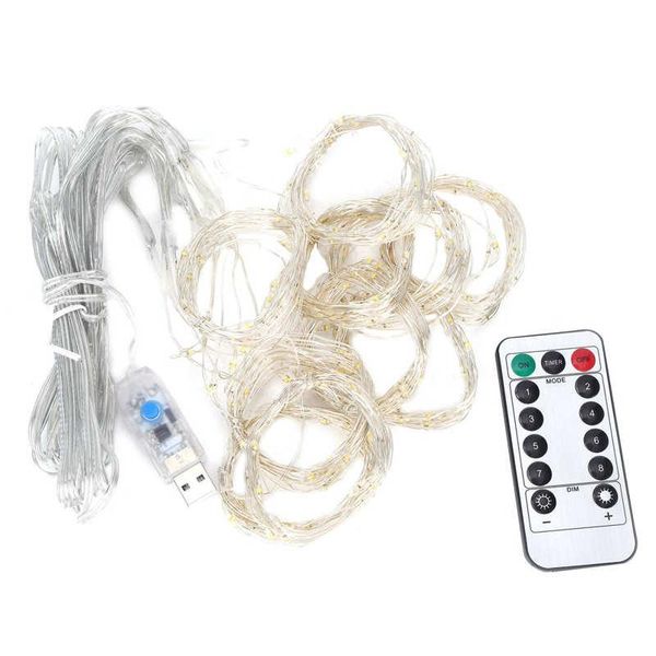 Cordes Lumières De Noël Décoration Extérieure 3x3m USB 300LED Puces Rideau Lumière Chaîne Avec Télécommande Pour