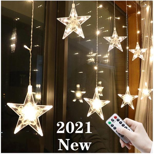 Cordes Lumières de Noël Étoile LED Guirlande Rideau Fée Chaîne Extérieure Intérieure Pour La Maison Chambre Jardin Fête De Mariage Décoration