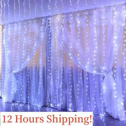 Strings Christmas Lights String Curtain Garland LED USB Remote Control Wedding Fairy Decoration for Room