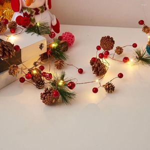 Cuerdas de conos de pino de Navidad, guirnalda de luces LED de hadas, blanco cálido, funciona con pilas, decoración interior y exterior para fiesta de árbol de Navidad