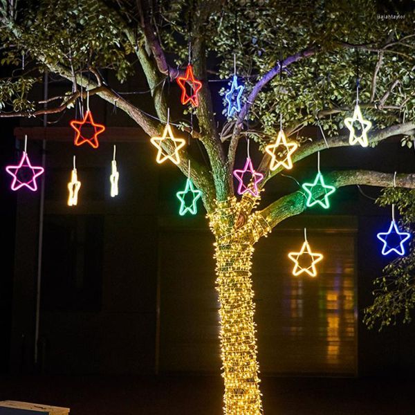 Cordes Étoile de Noël LED Guirlande Lumineuse Fée Guirlande Extérieure Jardin Paysage Fête De Mariage Arrière Cour Suspensions