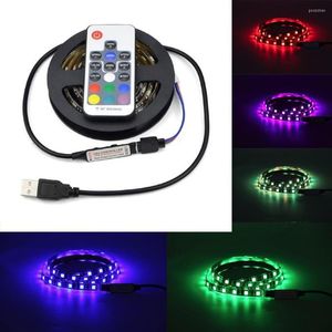 Snaren kleurrijke lijm 60 kralen USB LED licht strip externe bedieningspartij decor