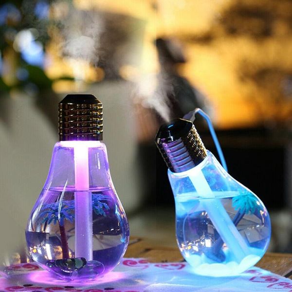 Cordes Ampoule colorée Humidificateur Air Ultrasonique USB 400ML Diffuseur d'huile essentielle Atomiseur Désodorisant Maker Bureau Décoration de la maisonLED LE