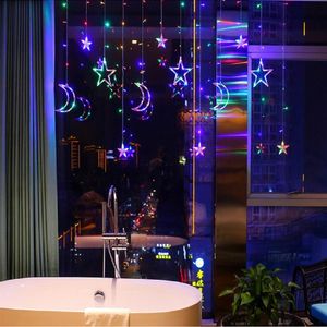 Strings Coquimbo Led String Lights Star Moon Gordijn Licht Warm/Kleurrijk EU/US/UK PLAG WATERPROFTE 2.5M Fairy voor Kerstmisd