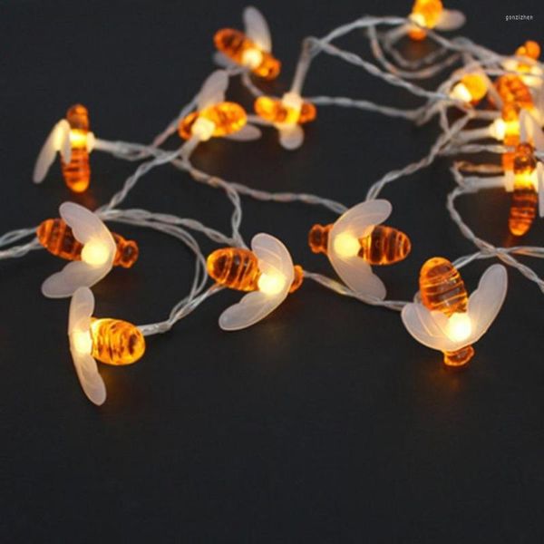 Cuerdas Creative Bee Led String Lights Decoración navideña Lámpara de tira Insecto Jardín Luz 40 Tipo de caja de batería