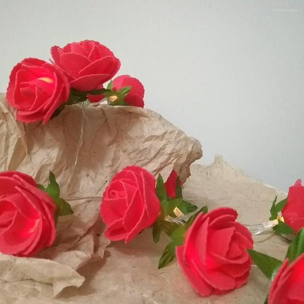 Cordes créatives bricolage rouge Rose LED guirlandes lumineuses batterie florale éclairage de vacances événement fête guirlande décoration chambre
