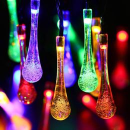 Strings Cristal goutte d'eau lampe solaire chaîne LED coloré fée lumières 30LED s 6M décoration éclairage guirlandes jardin noël LuminariaLED