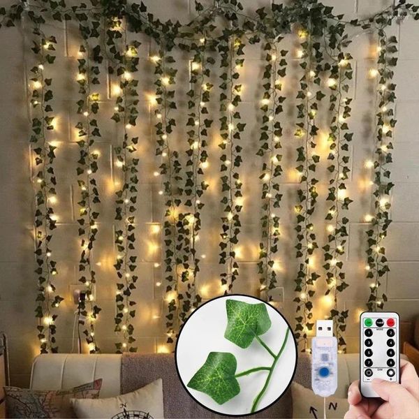 Cortina Cortina LED LED 3MX2M Con Suministro de Año Decorativo de Vina de Ivy Garland Garland Green Garra Decoración de la pared de la pared de bricolaje