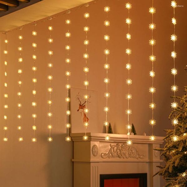 Strings Rideau String Lights Flocons de neige Fenêtre Noël LED 100LED Fée avec télécommande 8 modes pour