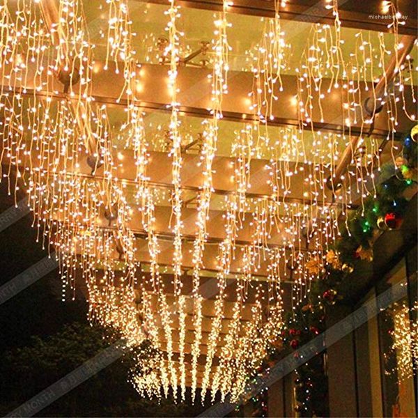 Cordes Rideau Fenêtre Avant-toit Glaçon Guirlande Lumineuse 96Leds 216Leds 4 X 0.6m 5x 0.8m Droop EU Guirlande Jardin Marché De Mariage Parc Décor De Noël