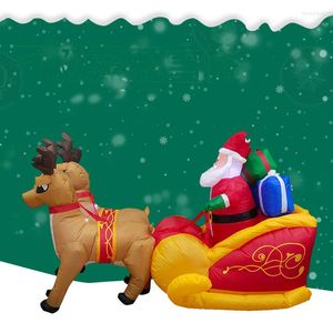 Cuerdas Cute Elk Sled Large Christmas Santa Claus Accesorios inflables Led Night Light Party Decoración al aire libre Glow In The Dark Toy