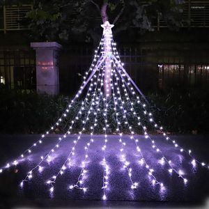 Guirlandes lumineuses en forme d'étoile, 317 LED, cascade, décoration d'arbre de noël, intérieur et extérieur, pour fête dans la cour