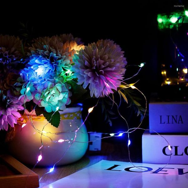 Cuerdas decorativas, cadena de luces, batería segura, alambre de cobre, caja de regalo DIY, ramo de pastel, boda, jardín, decoración del hogar, Navidad al aire libre