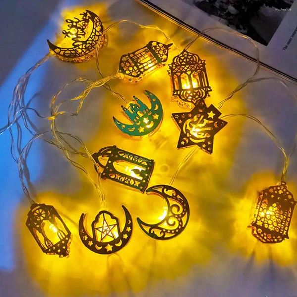 Cordes décoratives guirlande lumineuse LED élégantes lumières de l'aïd du Ramadan avec batterie de lanternes d'étoile de lune pour la fête festive