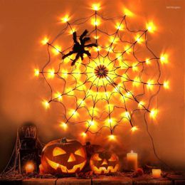 Strings Dia 1m 70leds Halloween Spider Weblichten Cobweb Wall Net Light 8Modes voor kerstvakantie Home Patry Binnen Buiten Decor
