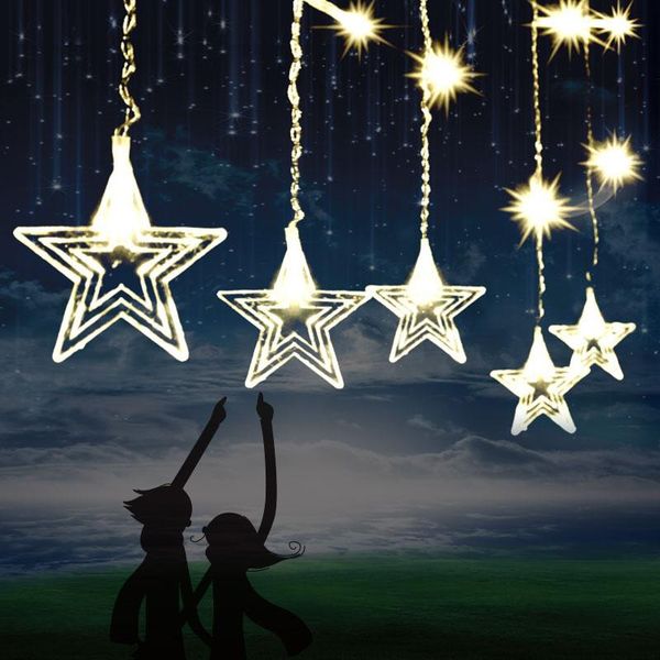 Cuerdas Direct Factory LED Cortina Luz Estrella Decoraciones para árboles de Navidad Hogar Festival creativo Cielo estrellado Icicle Drop LightsLED