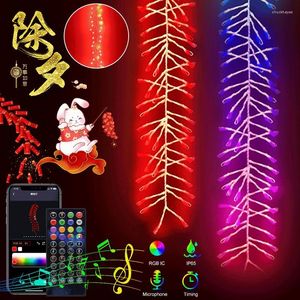 Cuerdas DIY petardos lámpara RGB IC año chino Navidad LED Hada cadena luz fiesta decoración USB inteligente al aire libre aplicación remota Control