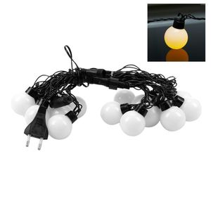 Strings EU -plug Outdoor Festoons Zwarte rubberen kabel Uitbreidbare warme witte LED's 5m Frosted bollen met