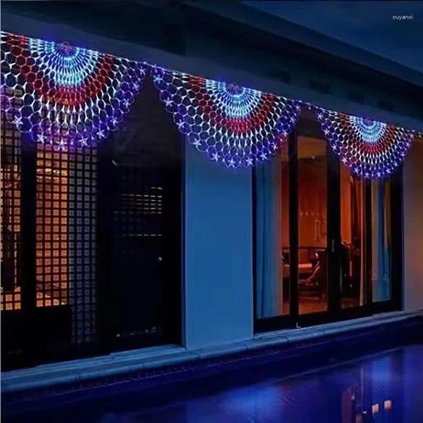 Cuerdas UE / EE. UU. Enchufe 3M 300LEDS Pantalla de pavo real Luces de cadena Al aire libre Malla impermeable Red LED Hada Navidad Decoración de boda Lámpara de guirnalda