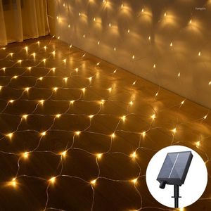 Strings EU/US Plug Solar Power Led String Net Fairy Lights Christmas Tree Street Garland Decoraties Outdoor Wedding Patio Garden Decor