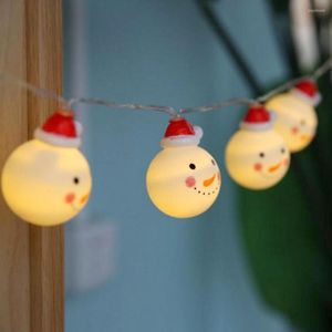 Cuerdas Luz decorativa de hadas 1m 10 LED Cadena Luces navideñas Forma de muñeco de nieve Guirnalda con batería Decoración de fiesta de Navidad JQ