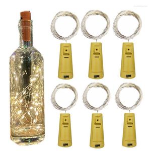 Cordes fée lumière 6 pièces LED bouteille de vin fil de cuivre guirlandes lumineuses guirlande de noël décoration de vacances liège