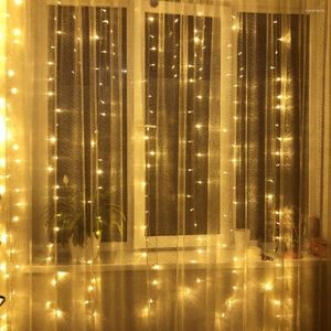 Cuerdas luces de hadas de hadas decoraci￳n de led de guirnaldas 8 modos de cuerda cadena ligera de la luz del hogar omnituci￳n de cortina de dormitorio decorativo