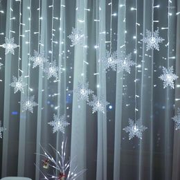 Guirlande lumineuse féerique à cordes, rideau lumineux flocon de neige, décoration Led d'extérieur pour noël, rideaux décoratifs pour l'année