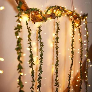 Cordes guirlandes lumineuses avec vignes feuille verte chaîne télécommande artificielle lierre guirlande lumière pour intérieur extérieur décor de noël