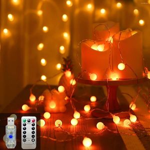 Strings Fairy String Lights 50 Pieces Led Ball Glitter Kerstmis 8 Patronen USB voor slaapkamer Balkon Party Decoratie