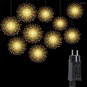 Snaren Fairy Lichtslingers 600/1200 LED Outdoor Kerst Paardebloem Vuurwerk Waterdichte Plug In Hangende Starburst Licht