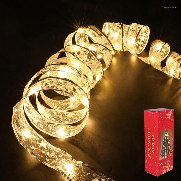 Cuerdas Moda Hogar Colorido LED Cadena Luces Navidad Cinta Árbol DIY Decoración Arco Cobre Línea Luz Regalos