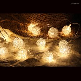 Cuerdas FGHGF 1,5/2,5/5M Leds bola de Metal luces de hadas Navidad interior cadena LED para Festival boda fiesta hogar Decoración lámpara