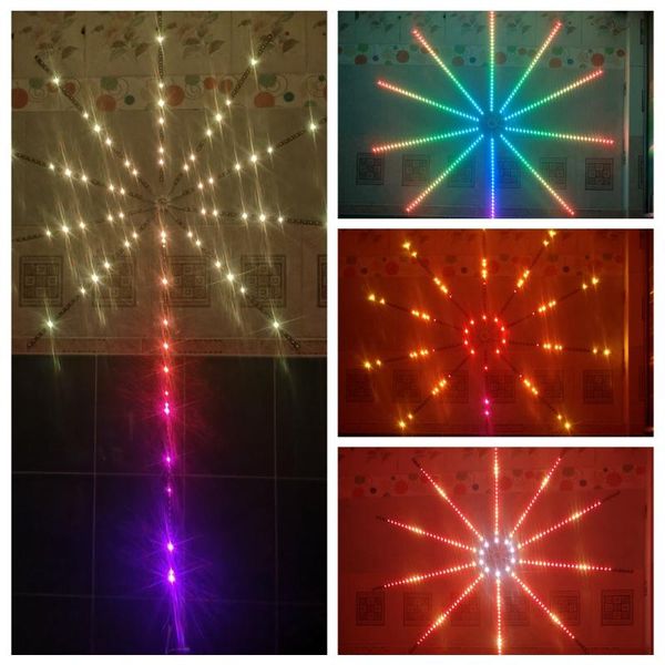 Cordes feux d'artifice LED bande WS2812b lumière intelligente rvb fée musique contrôle météore lampe DC5V chapiteau mariage décoration de la maison