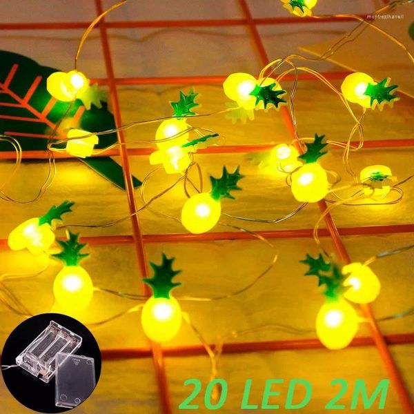 Cuerdas Flamingo 20 LED Cartoon String Light Hawaii Party Decor Pineapple Fairy Lights Tropical Wedding Birthday Festival Lámparas