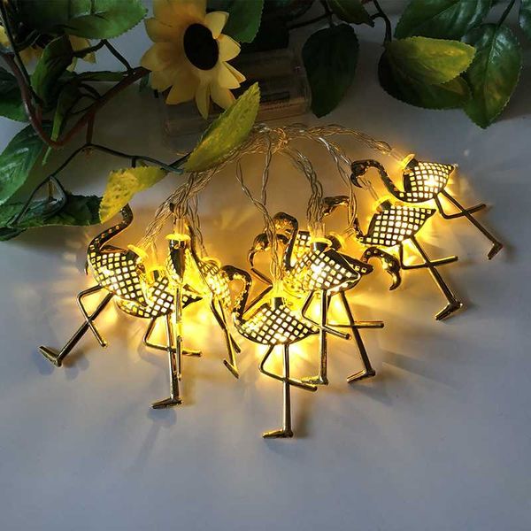 Strings Flamingo String Lights 10 LED 5.4Ft Métal Fée à piles pour la maison Jardins Parc Patios ChristmasLED StringsLED