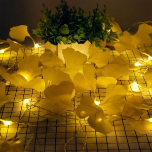 Cordes Clignotant Feuille De Ginkgo Guirlande Lumineuse Feuilles Artificielles Guirlande De Bouquet Coloré Pour La Fête De Mariage De NoëlLED LEDLED LED