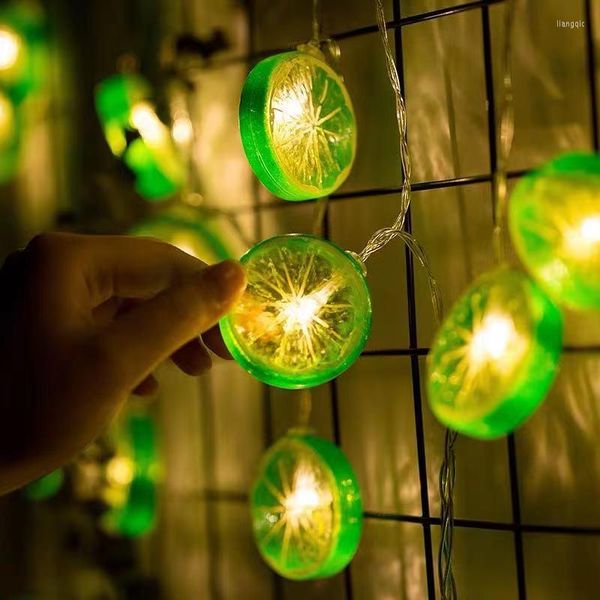 Cuerdas Fruta Limón 10 LED 1,5 m Rebanada Luces de cadena Guirnalda intermitente Lámpara de pared Con batería Iluminación interior al aire libre Luz nocturna