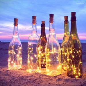 Cordes Guirlande Décor De Noël 6pcs Batterie LED Fil De Cuivre Guirlande Lumineuse Fée Lampe Bouteille De Vin Avec Liège Fête De Mariage Décoration