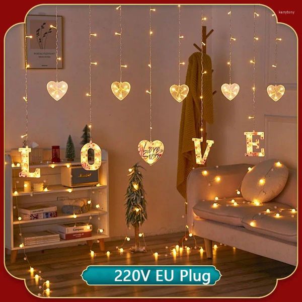 Strings Garland Curtain LED Decoration Decoration Fairy String Lights pour la Saint Valentin Gift Party Home Bedroom Year Christmas Decor