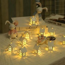 Guirlande à cordes Maison en bois LED Guirlande lumineuse 2m 10LED Décoration de chambre Nuit Noël Fête de mariage Fée Nouveauté LampeLED StringsLED